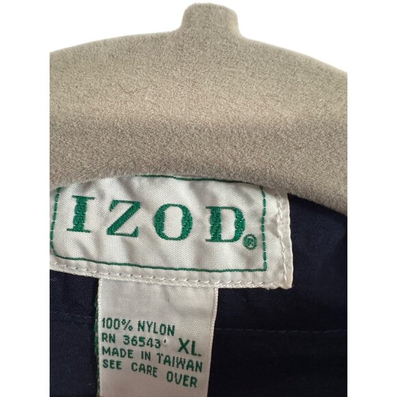 Vintage 90s Izod Colorblock Nylon Windbreaker XL Navy White & Yellow Pullover Ja - Picture 2 of 6